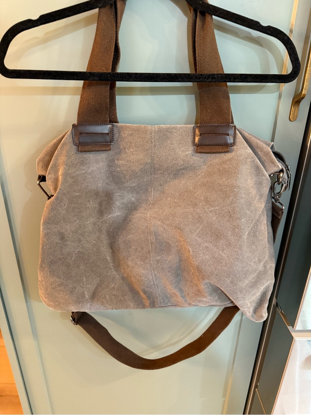 Canvas Shoulder Tote Bag in Grey- Unbranded
